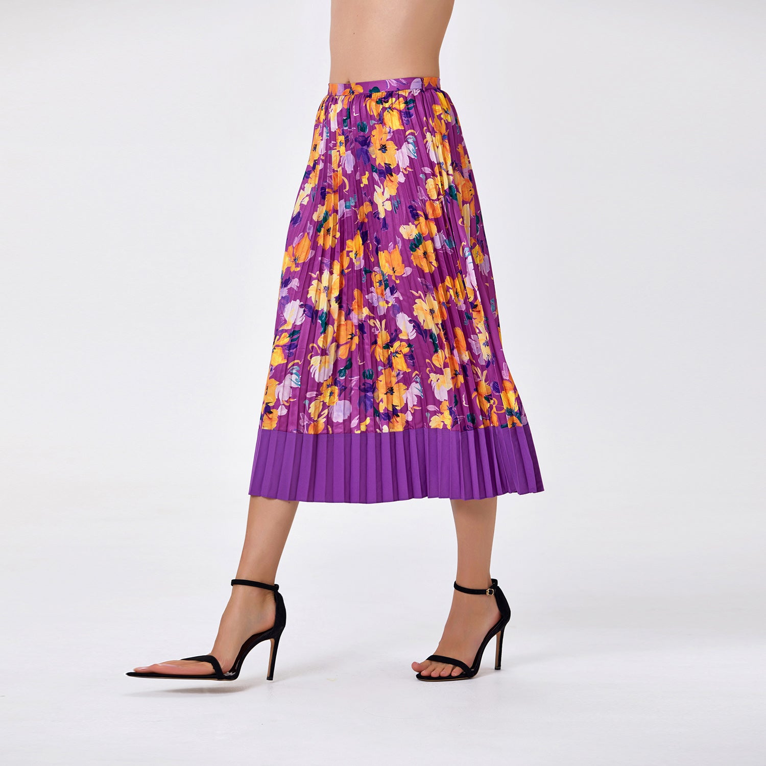 Jupe midi plissée imprimée