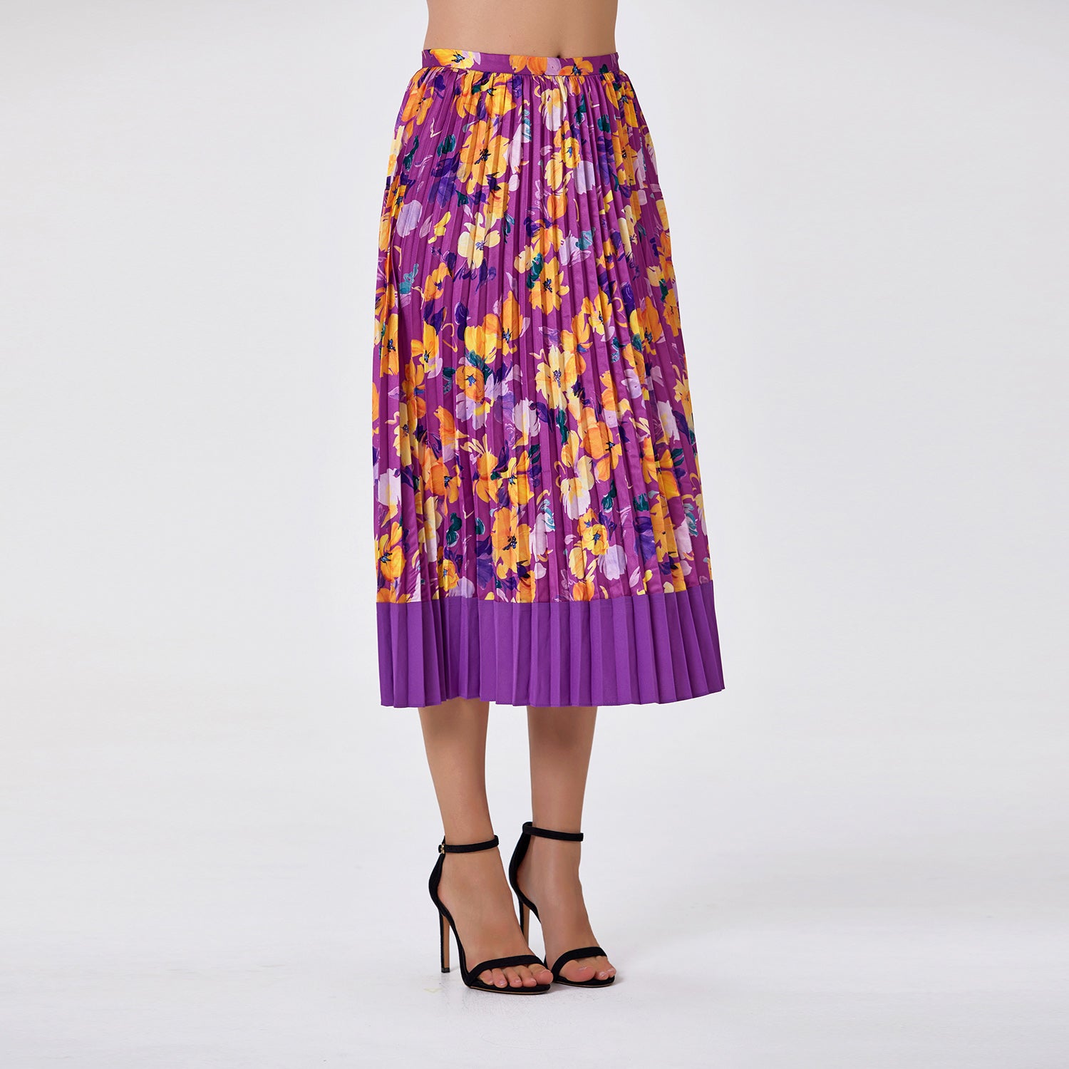 Jupe midi plissée imprimée