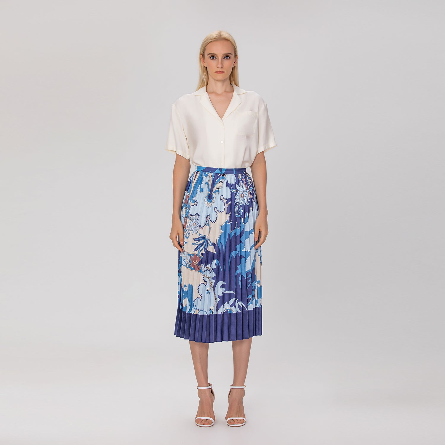 Jupe midi plissée imprimée