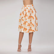 Jupe évasée mi-longue à fleurs