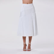 Jupe midi évasée à rayures