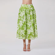 Jupe midi en coton à imprimé feuillage - Smart & Joy