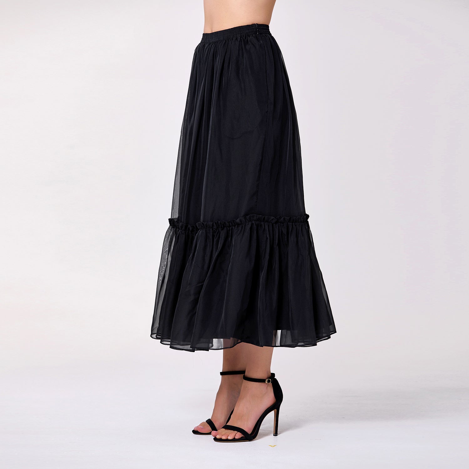 Jupe bohème à volants avec taille élastiquée