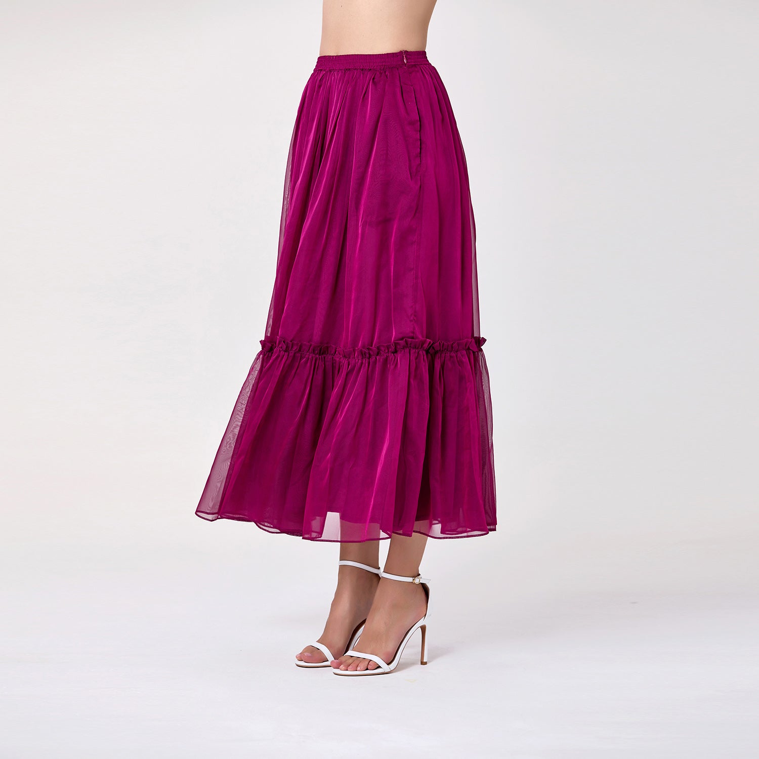 Jupe bohème à volants avec taille élastiquée