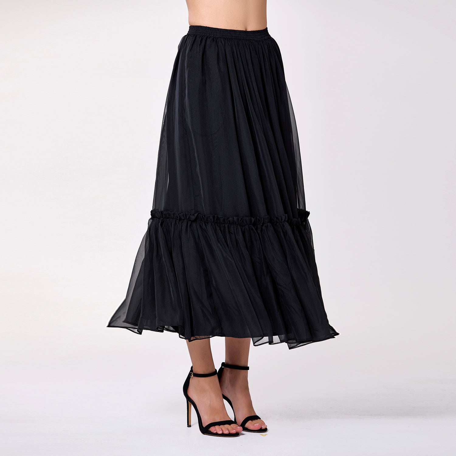 Jupe bohème à volants avec taille élastiquée