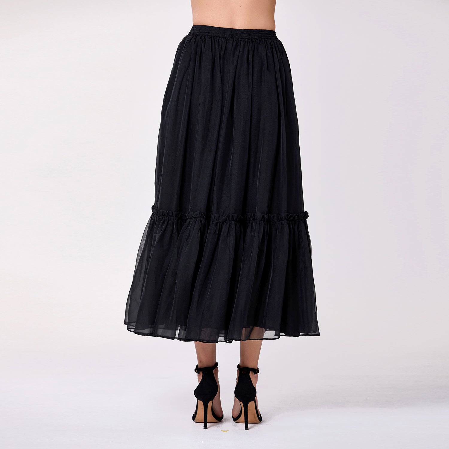 Jupe bohème à volants avec taille élastiquée