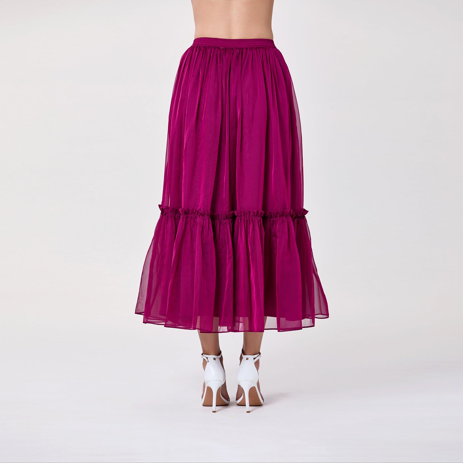 Jupe bohème à volants avec taille élastiquée