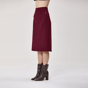 Jupe midi droite taille haute en crêpe