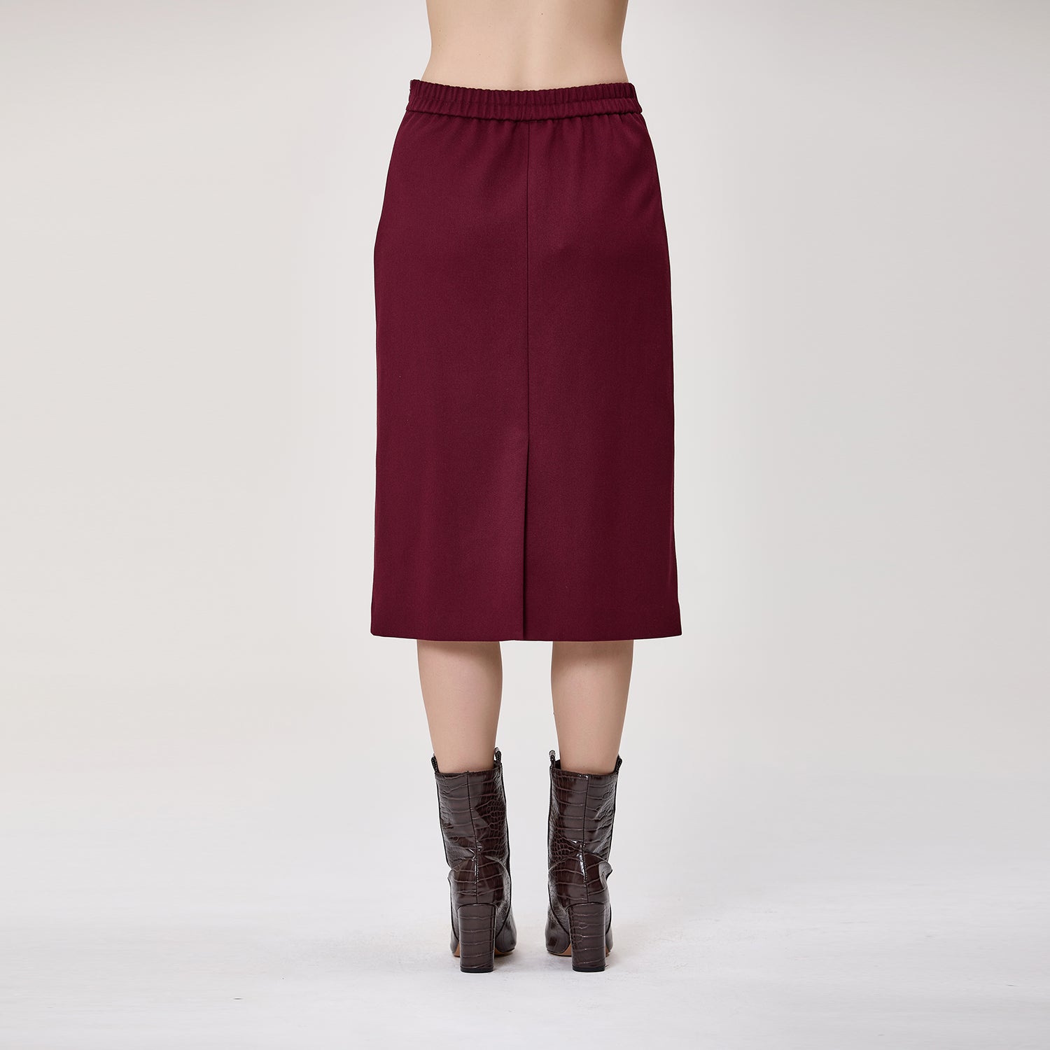 Jupe midi droite taille haute en crêpe