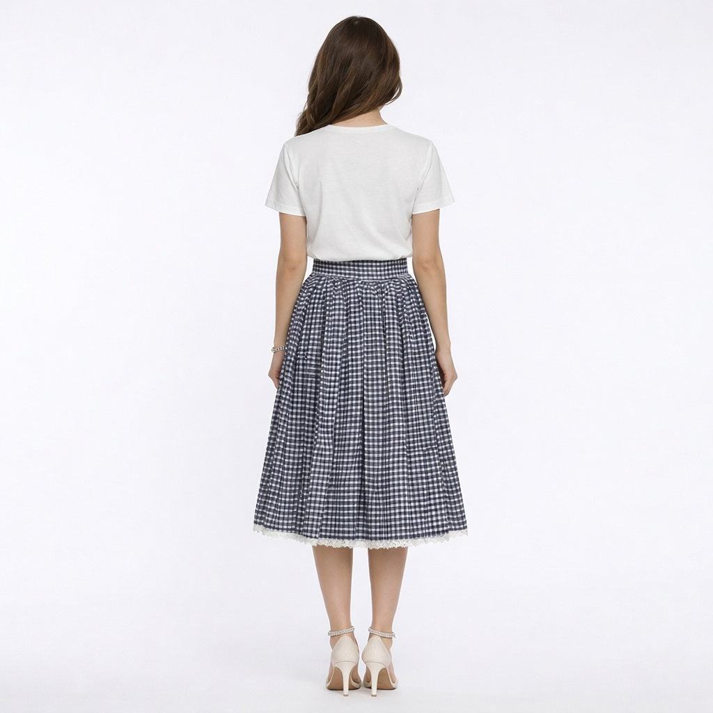 Jupe midi évasée à carreaux vichy - Smart & Joy
