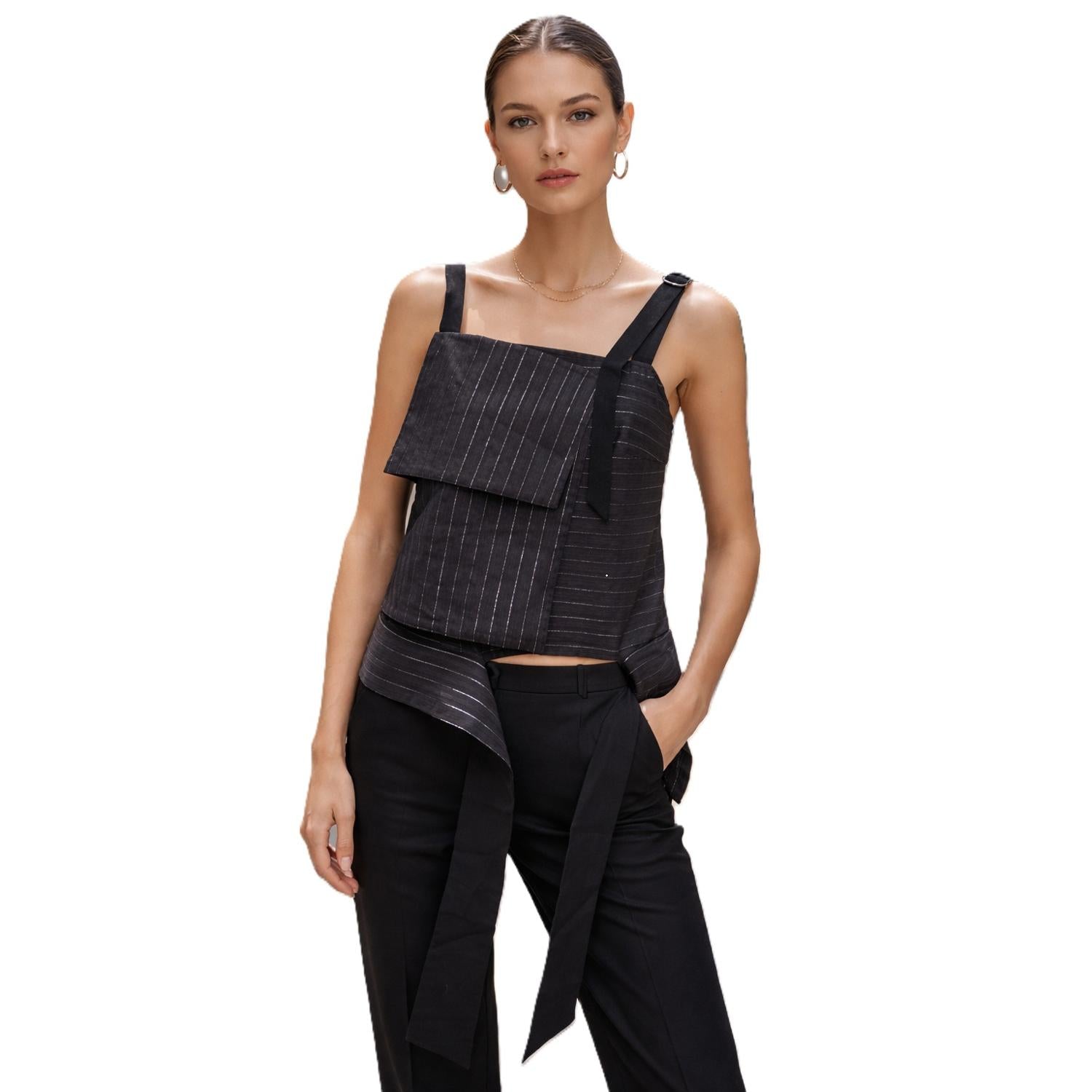 Top asymétrique avec ceinture nouée - Smart & Joy
