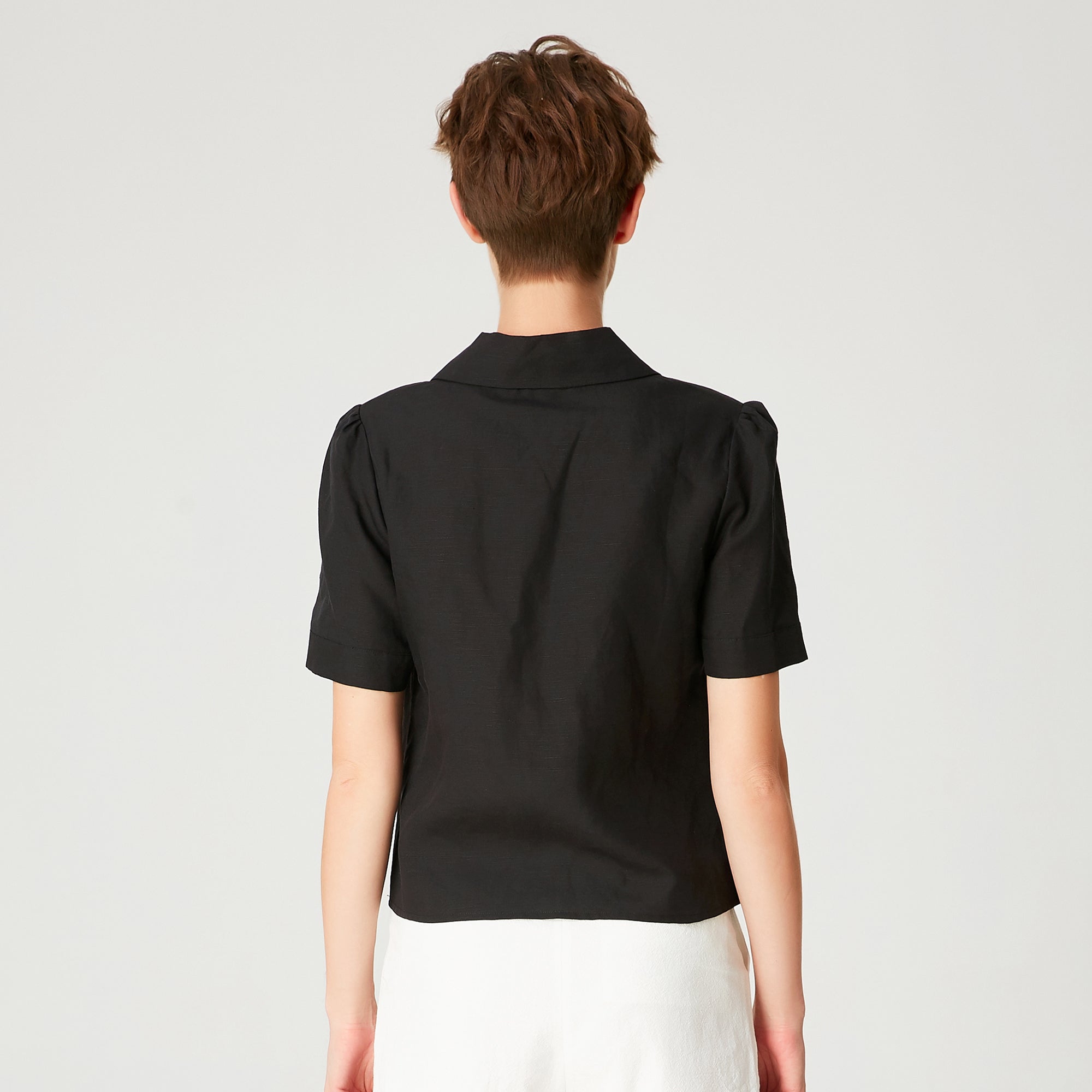 Chemise droite en lin à manches courtes