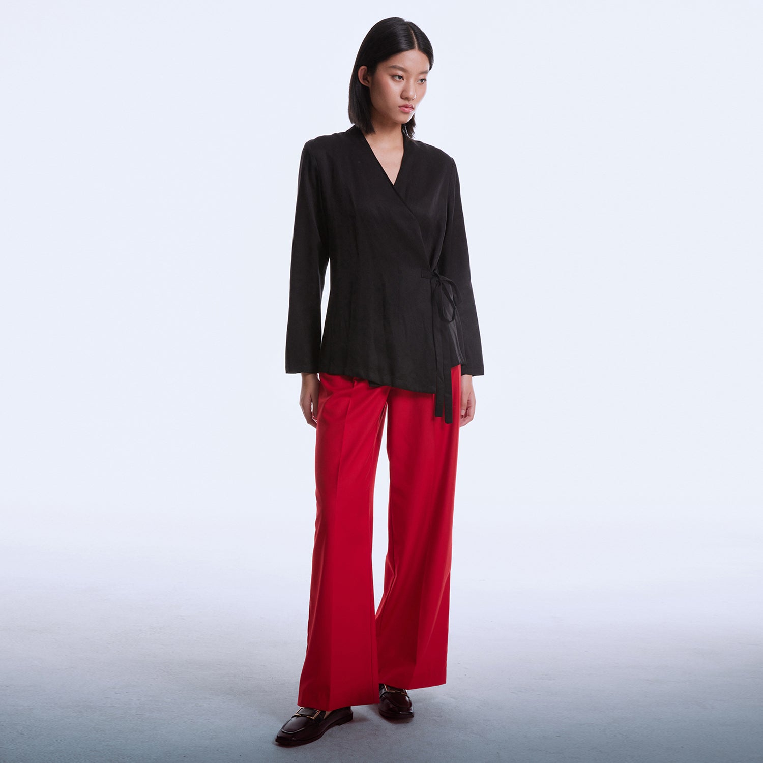 Blouse cache-cœur satin