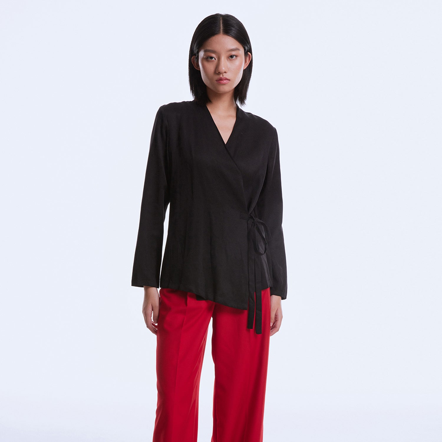 Blouse cache-cœur satin