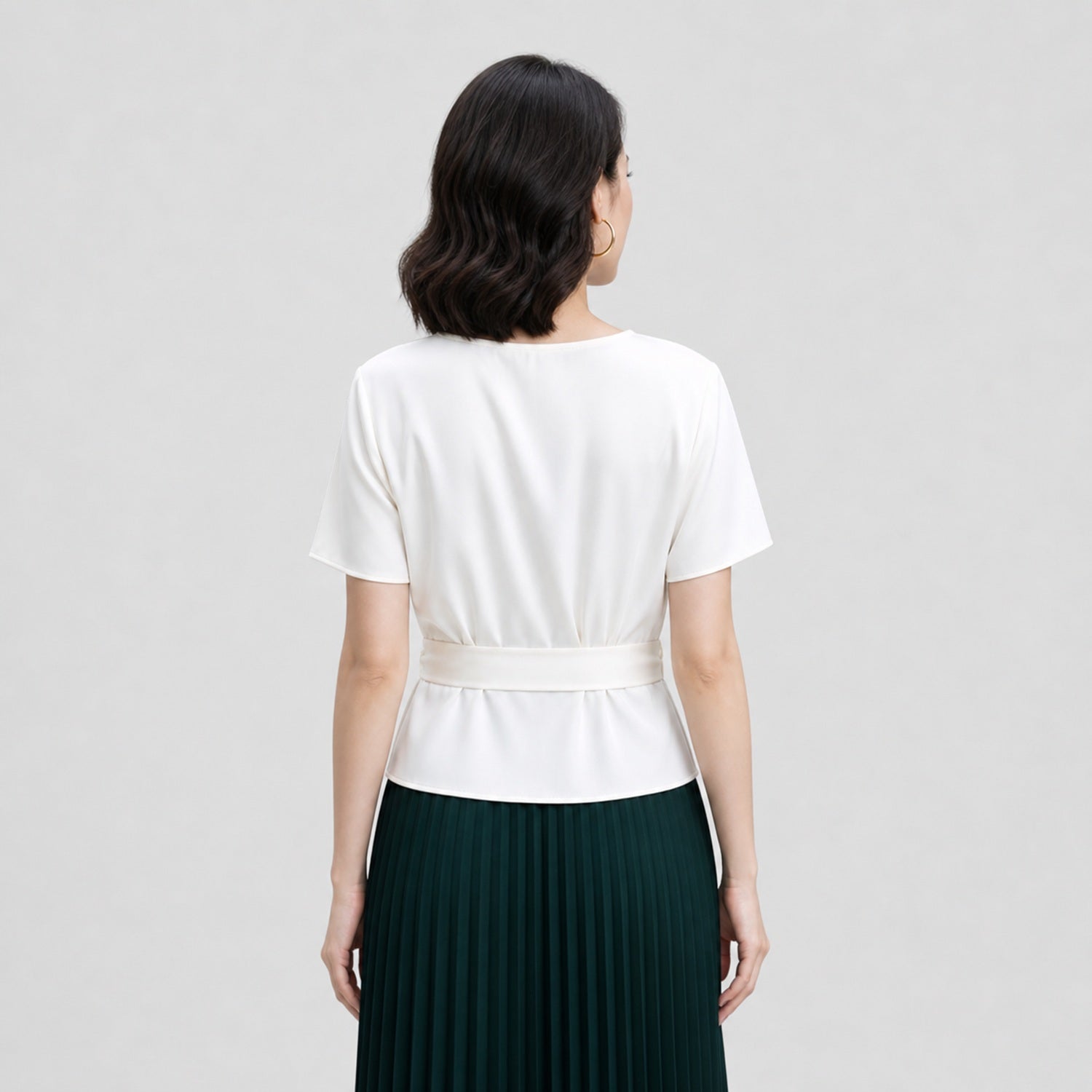 Blouse portefeuille satinée avec ceinture - Smart & Joy