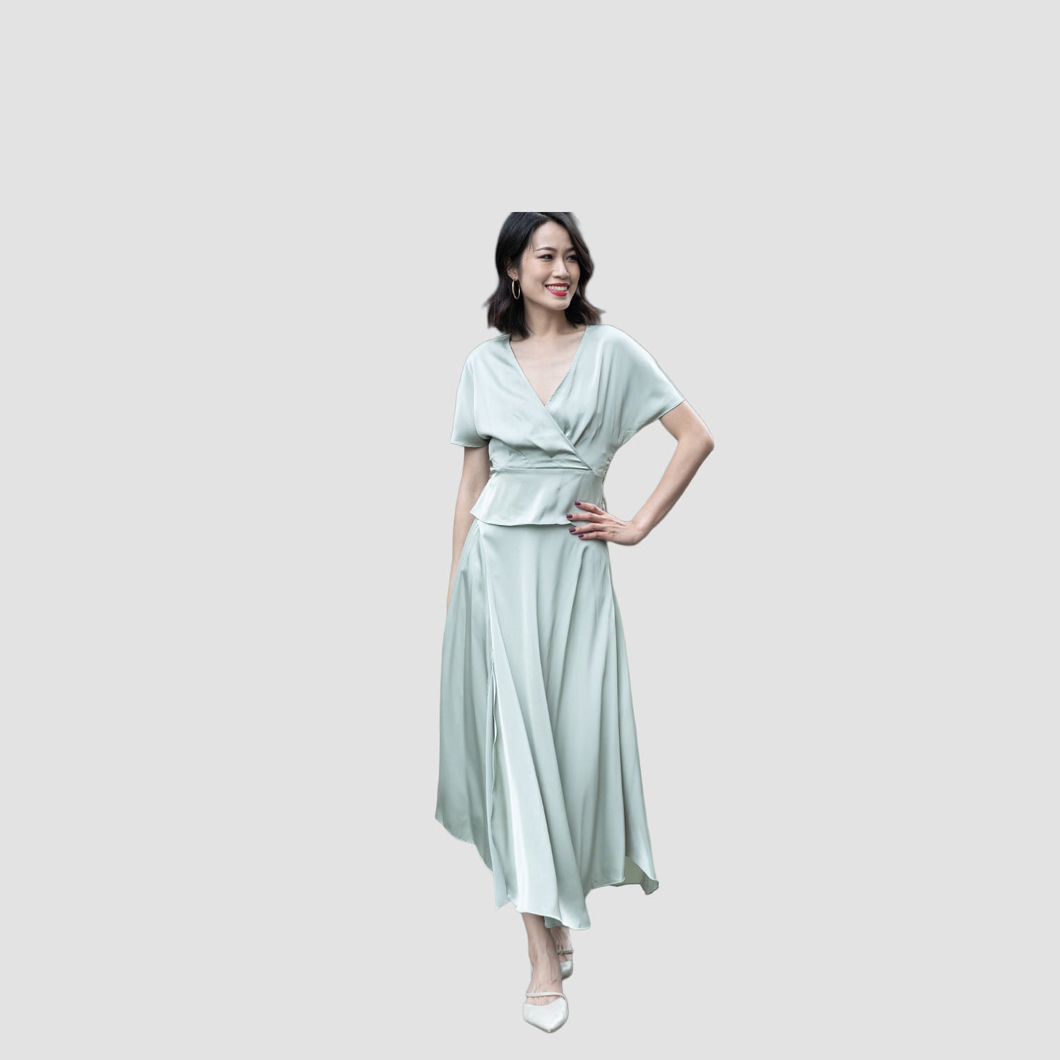 Blouse portefeuille satinée avec ceinture - Smart & Joy