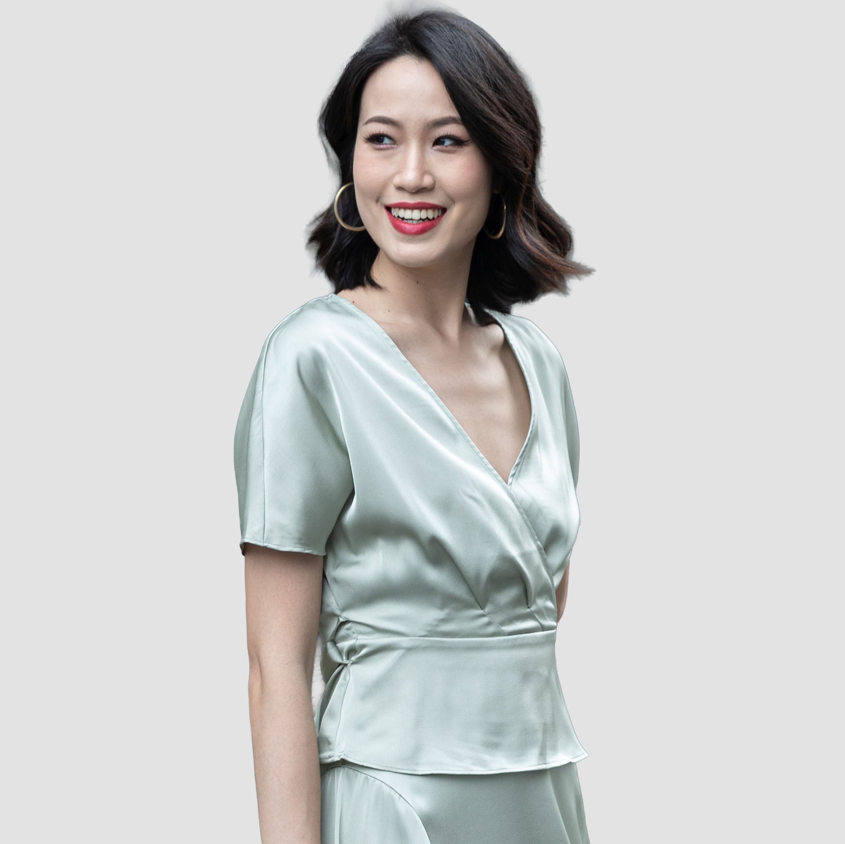 Blouse portefeuille satinée avec ceinture - Smart & Joy