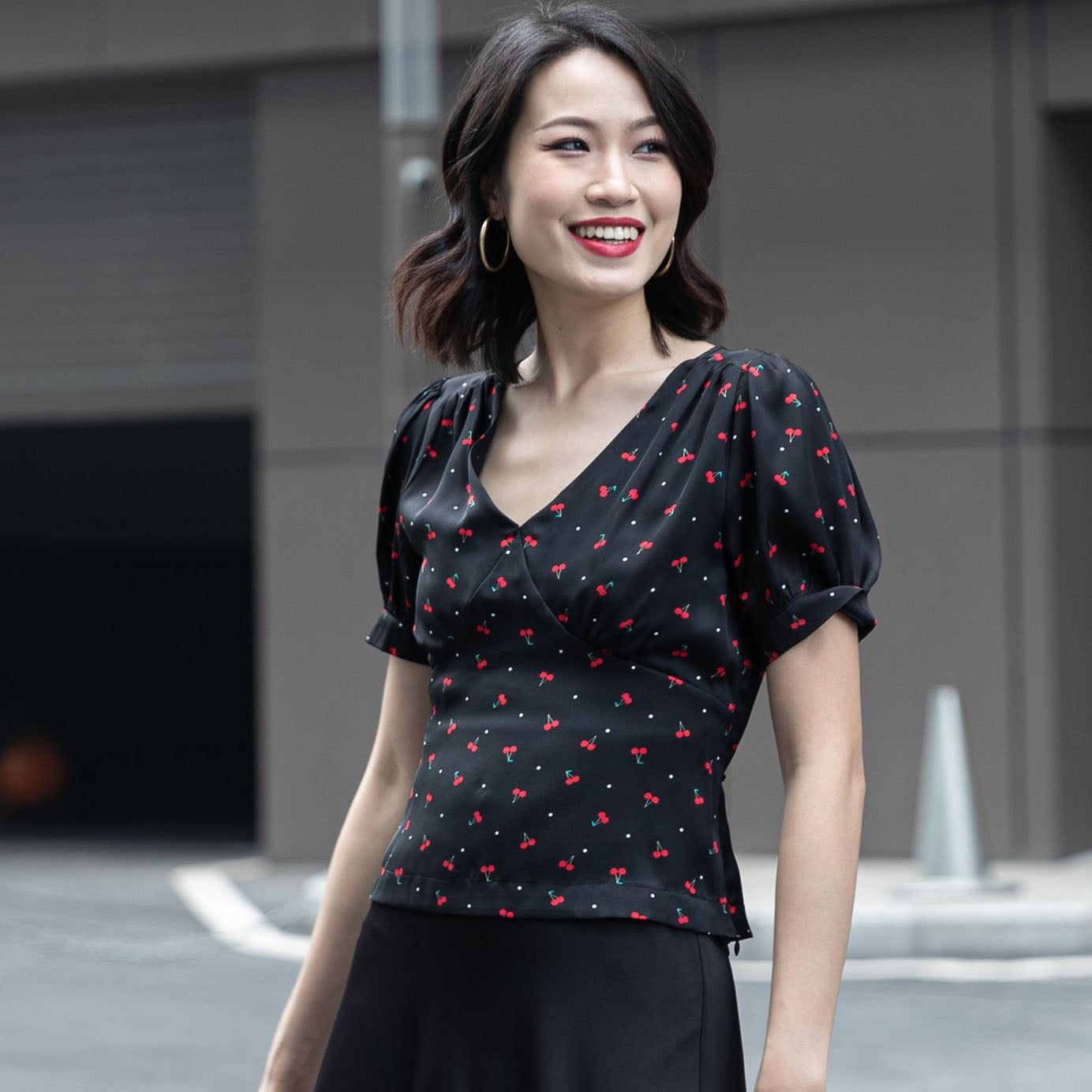 Blouse portefeuille à imprimé cerises - Smart & Joy