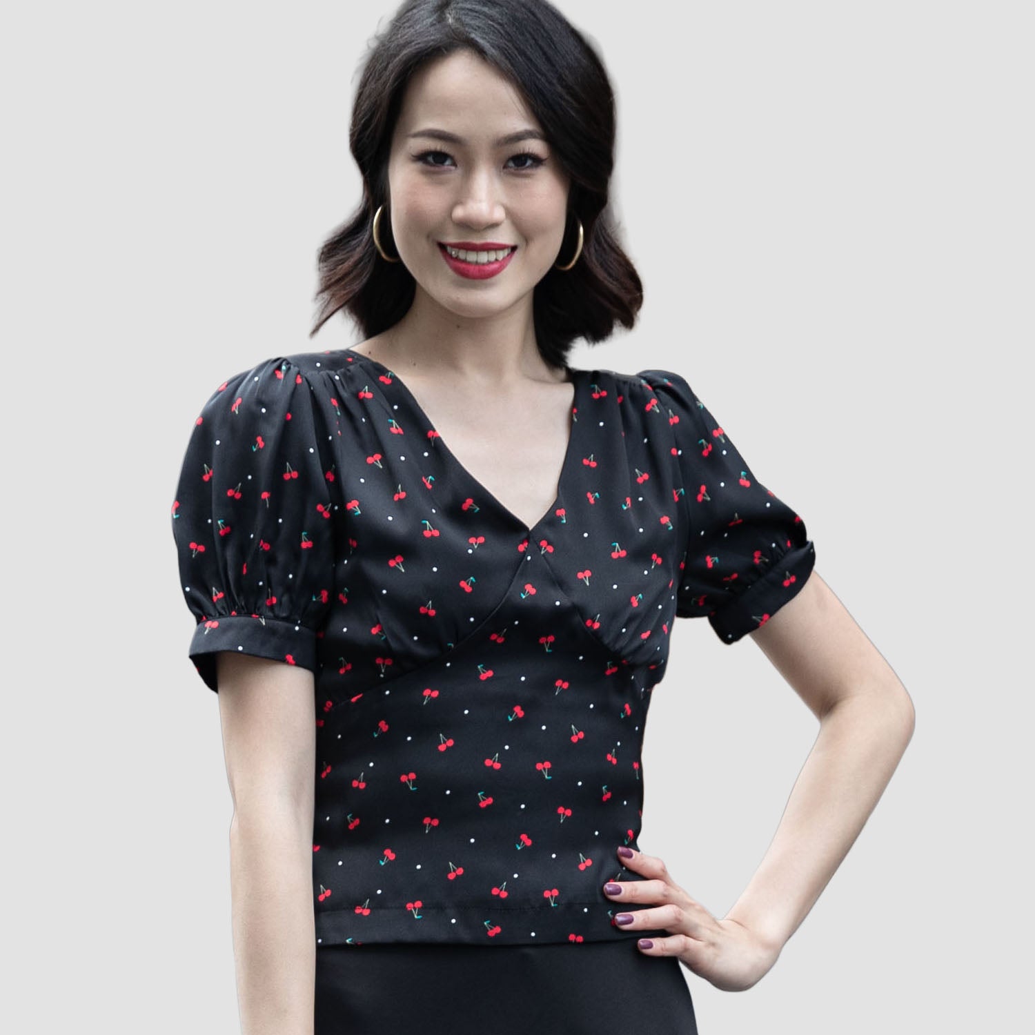 Blouse portefeuille à imprimé cerises - Smart & Joy