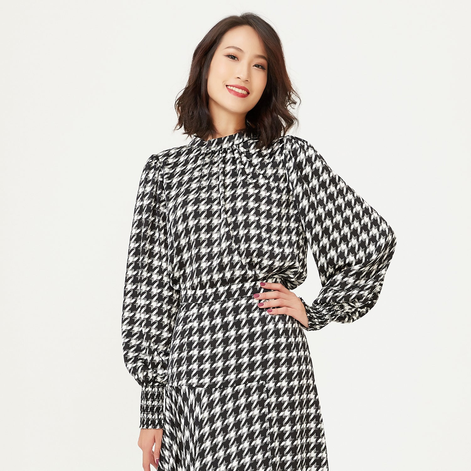 Blouse à imprimé pied de poule
