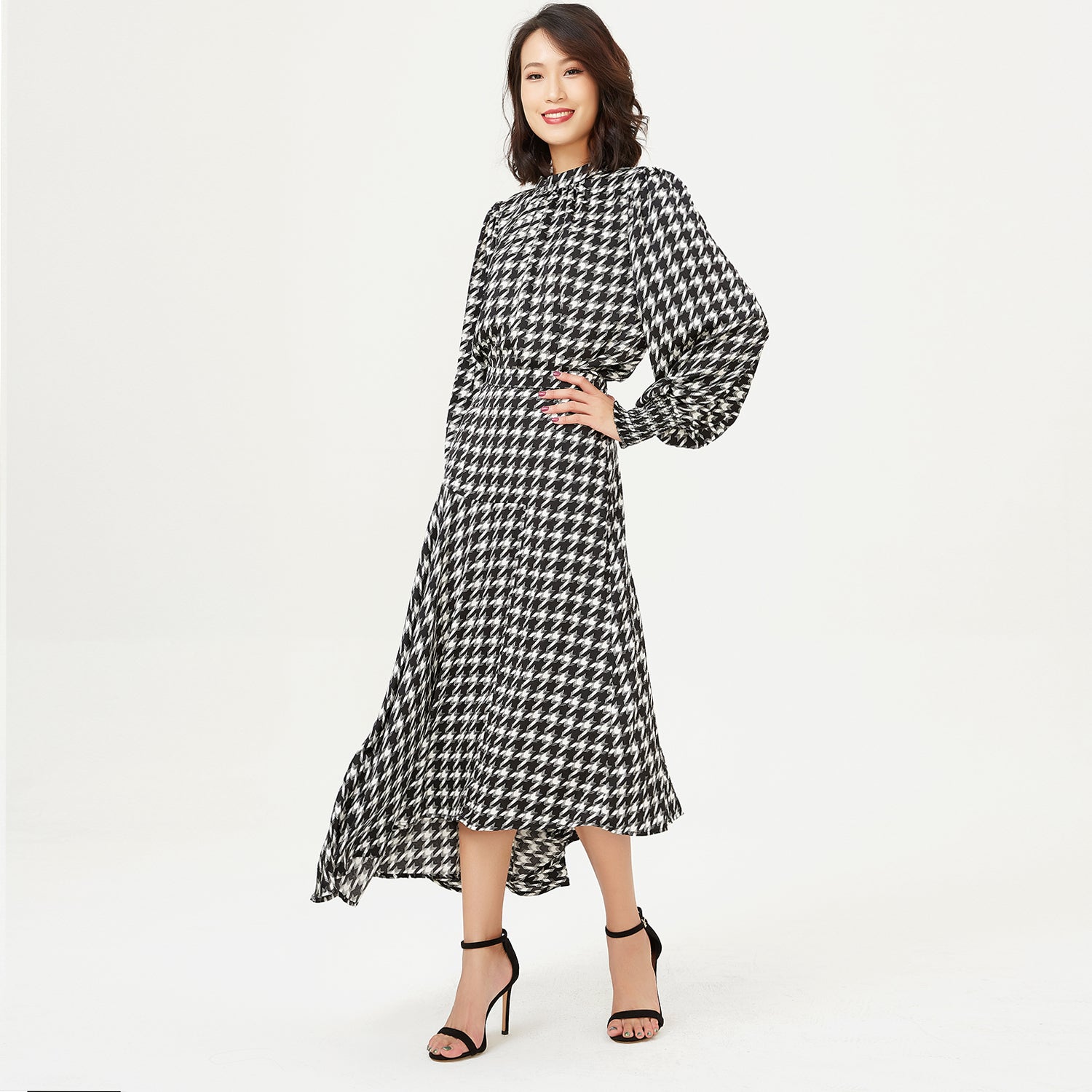 Blouse à imprimé pied de poule