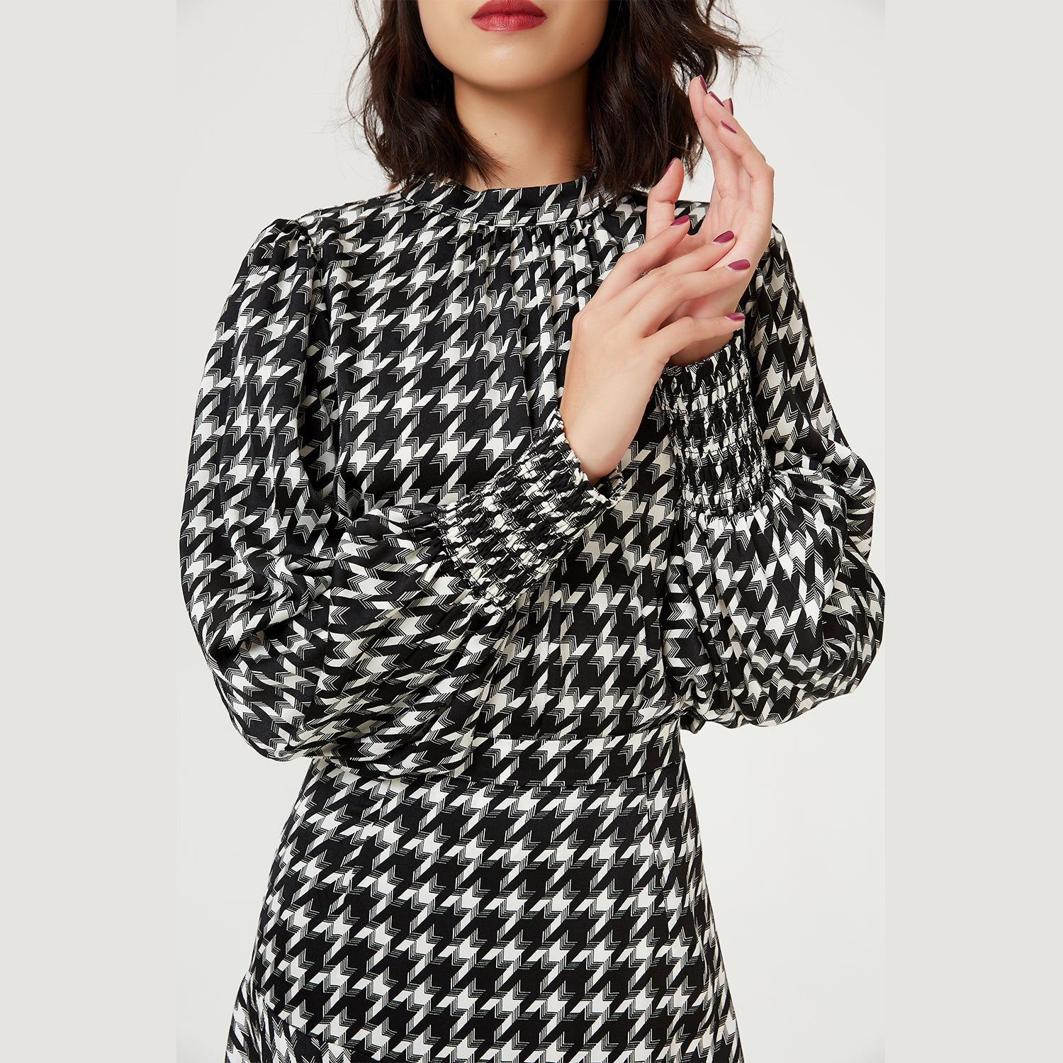 Blouse à imprimé pied de poule