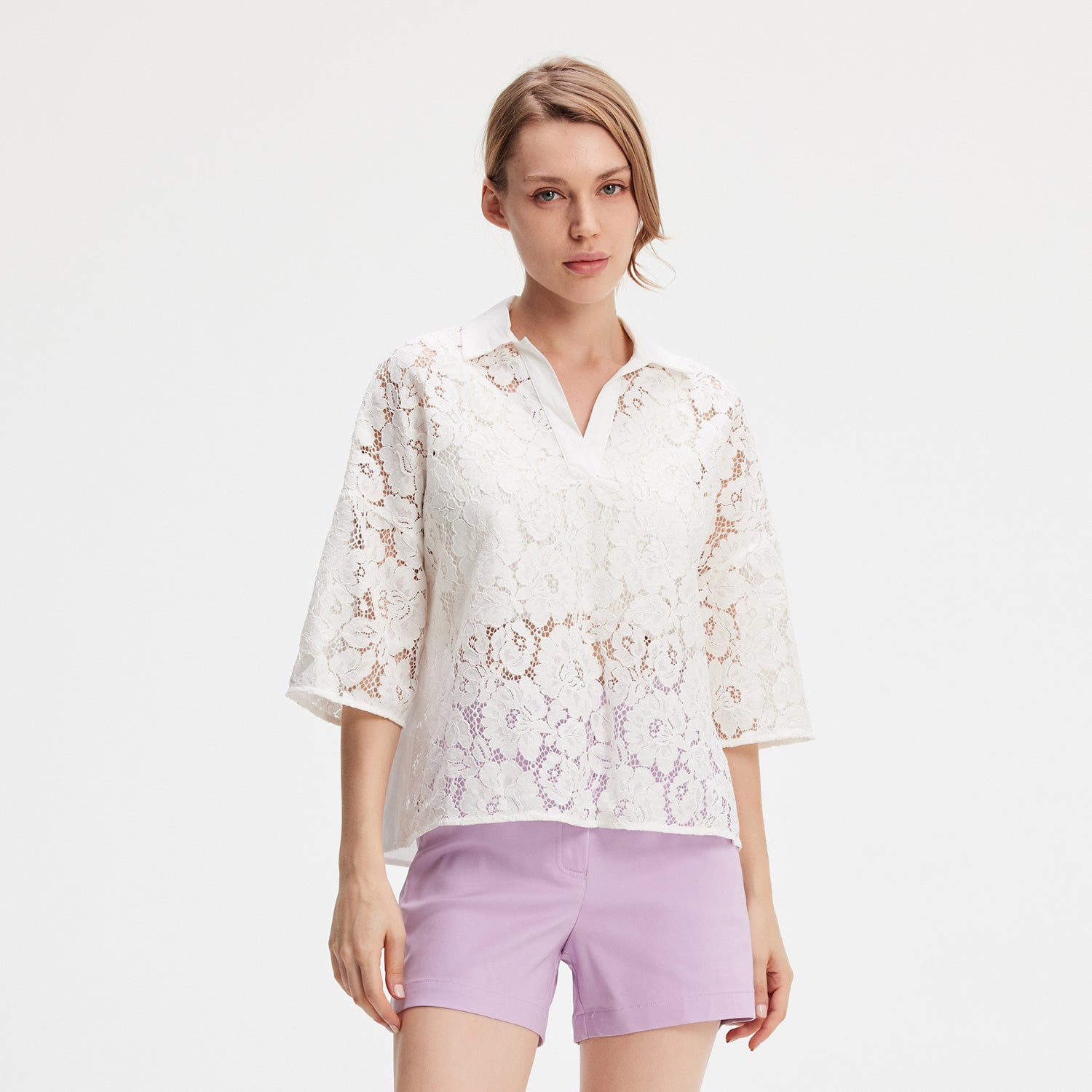 Blouse dentelle et coton