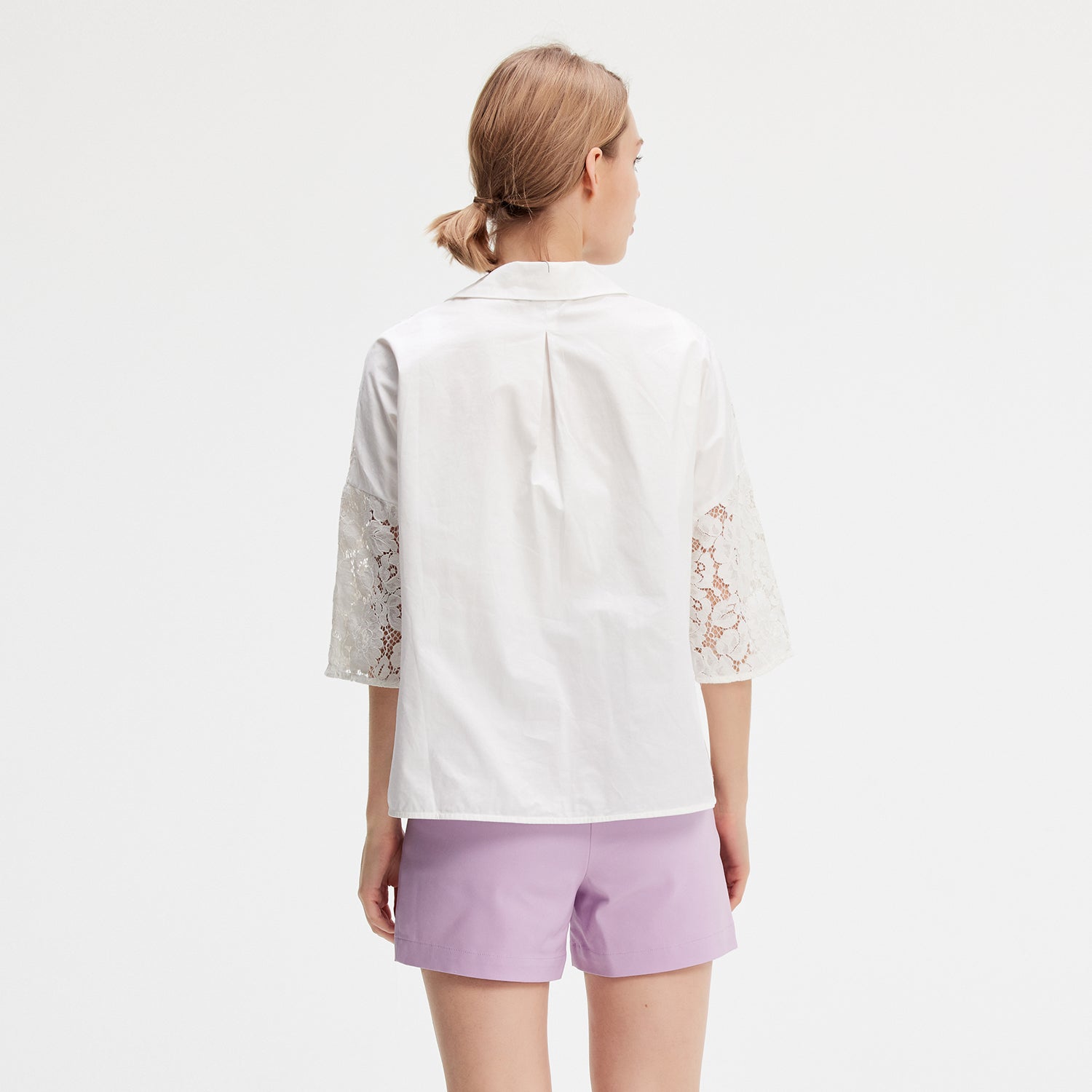 Blouse dentelle et coton