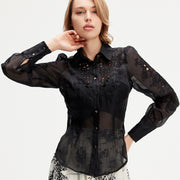 Chemisier organza brodé