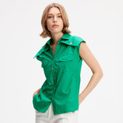 Chemise sans manche à rabats aux épaules