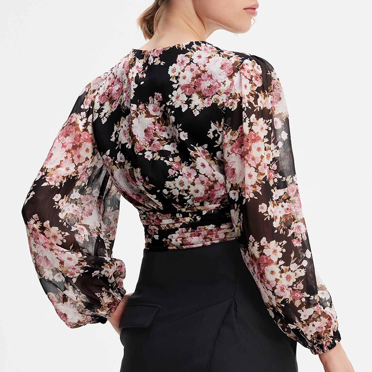 Blouse courte à imprimé fleuri