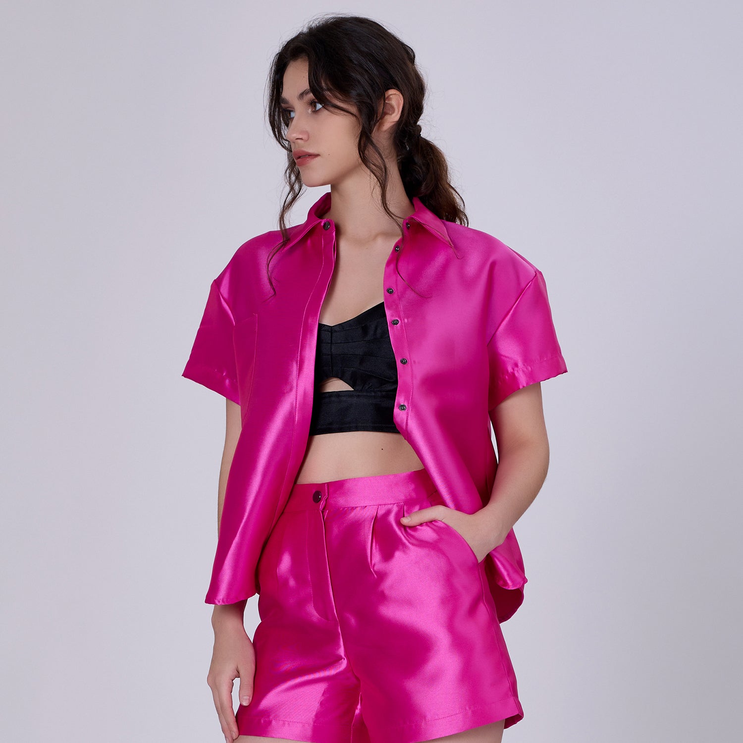 Chemise manches courte en taffetas