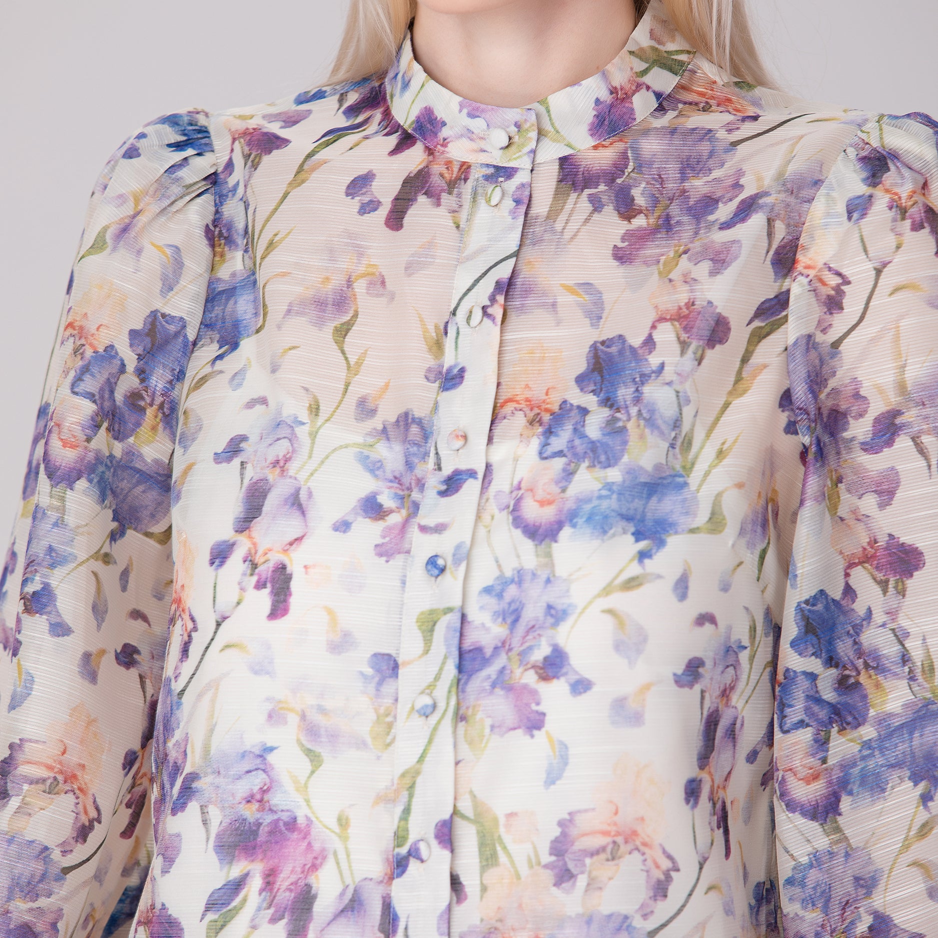 Chemisier organza à motif floral