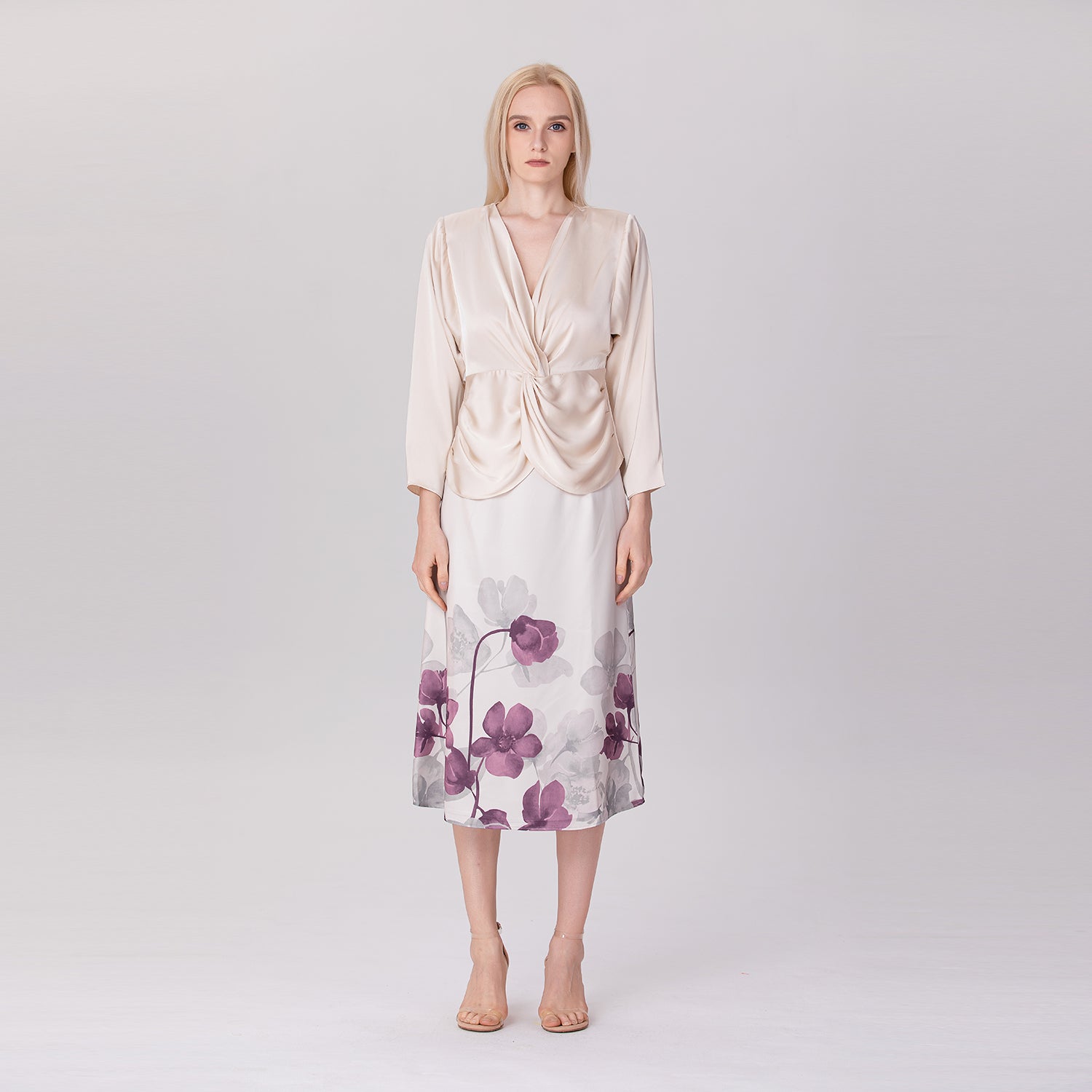 Blouse satinée à nœud torsadé – Manches longues - Smart & Joy