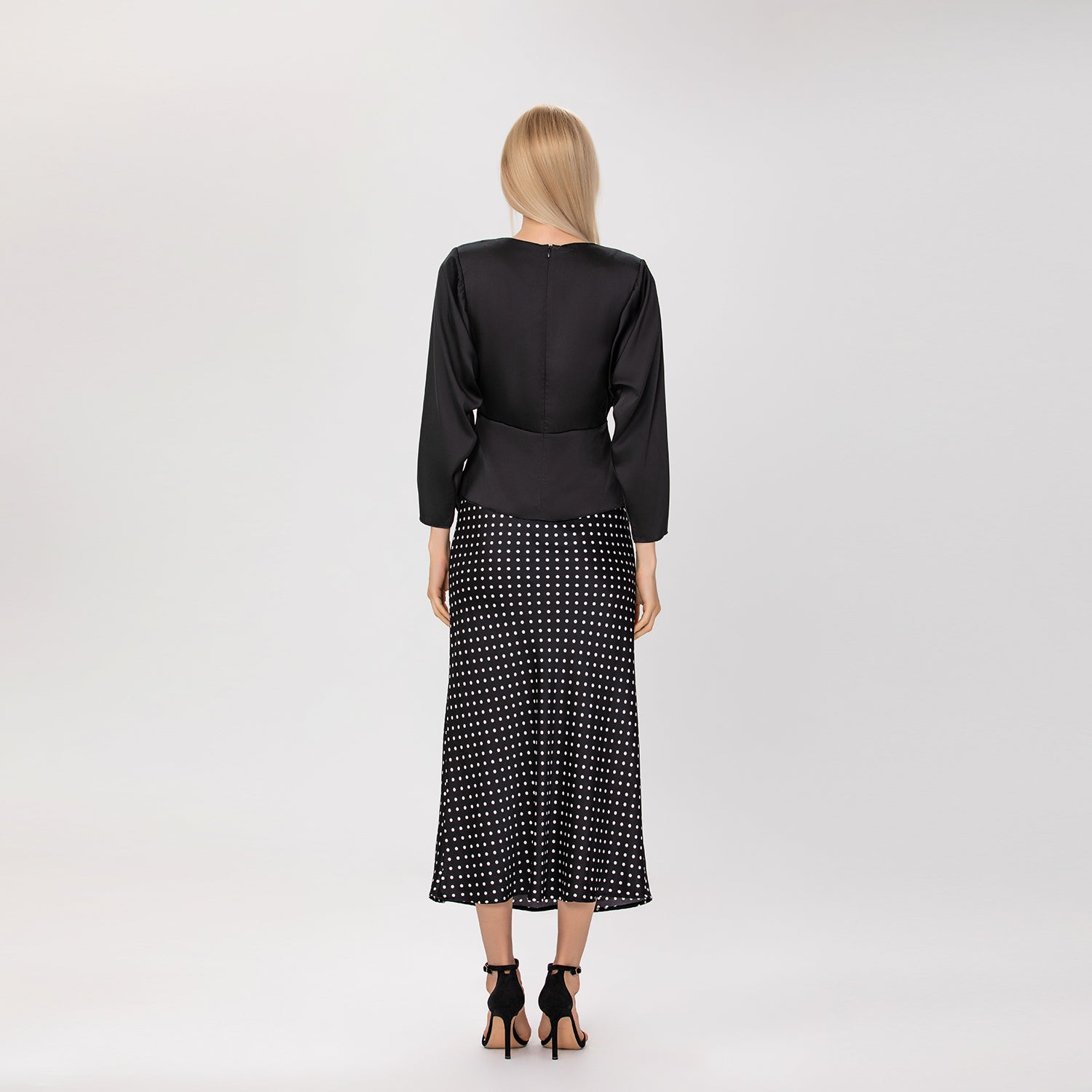 Blouse satinée à nœud torsadé – Manches longues - Smart & Joy