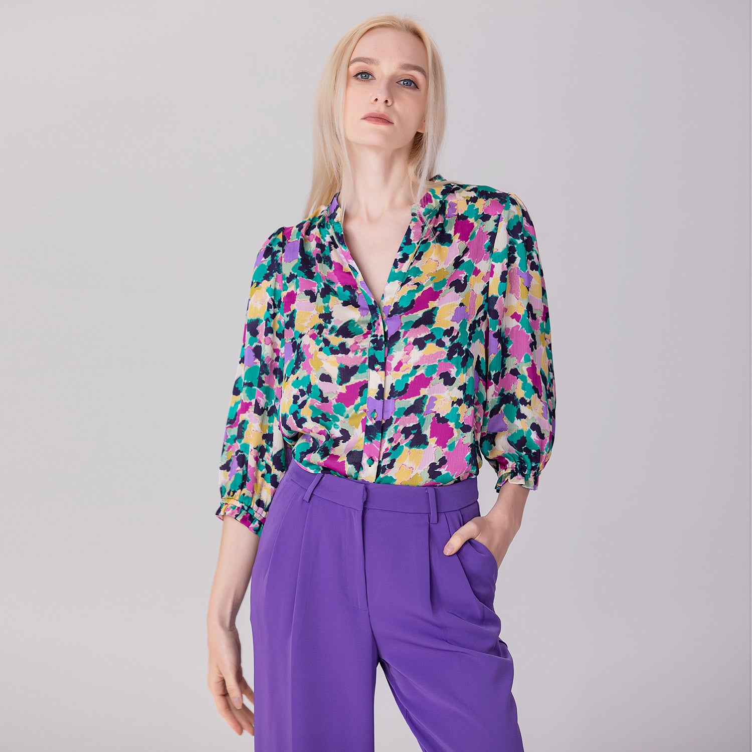 Blouse imprimée boutonnée