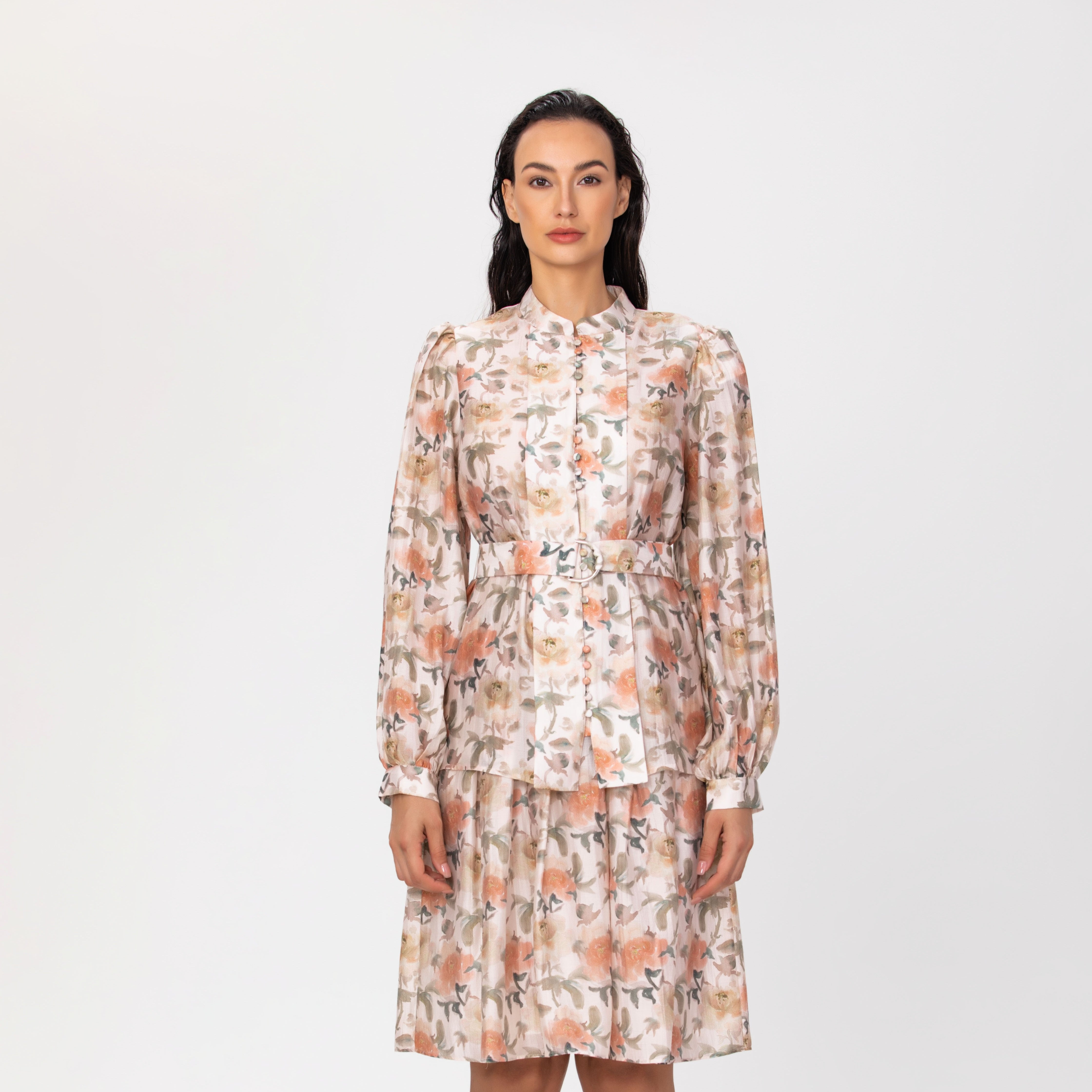 Chemise ceinturée à imprimé fleuri