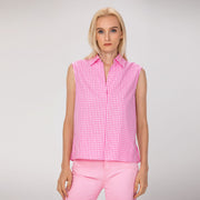 Top sans manches en coton à carreaux vichy