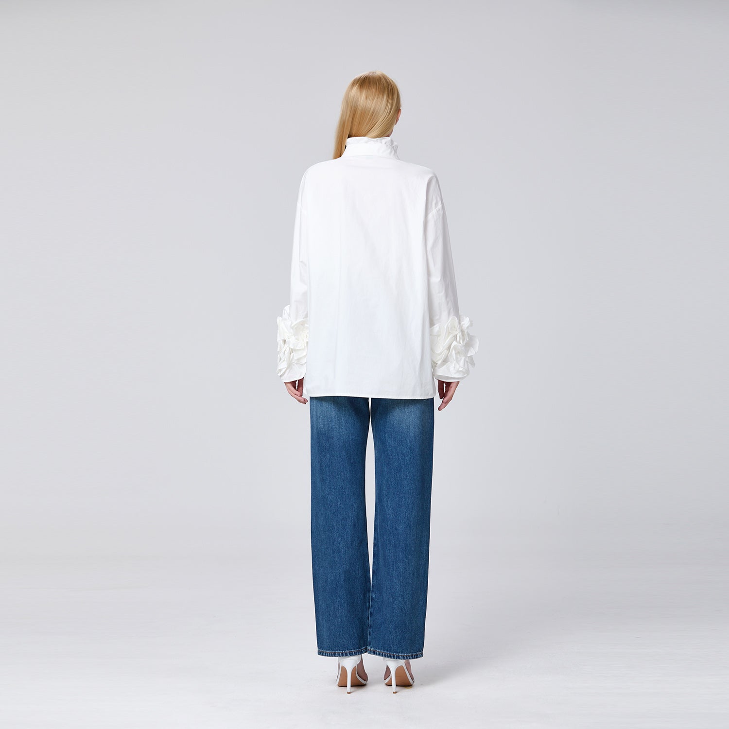 Chemise en coton à manches volantées