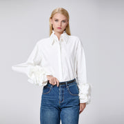 Chemise en coton à manches volantées