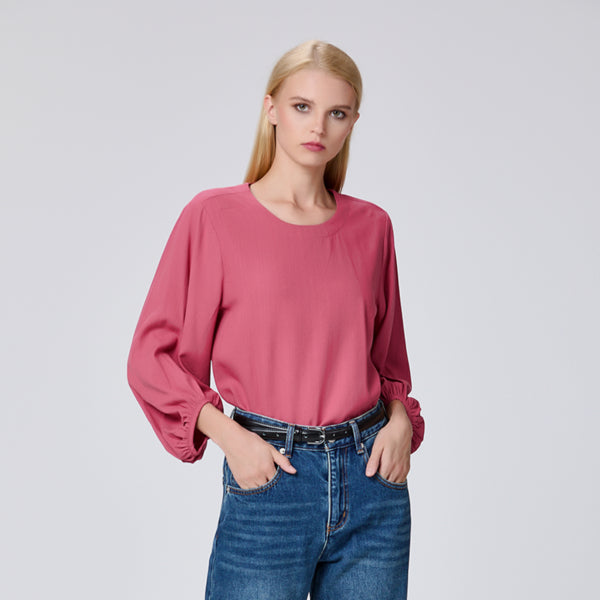 Blouse minimaliste à manches froncées