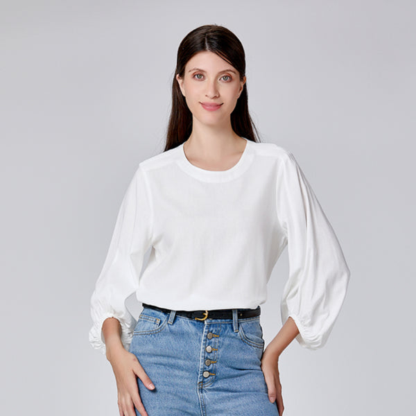 Blouse minimaliste à manches froncées
