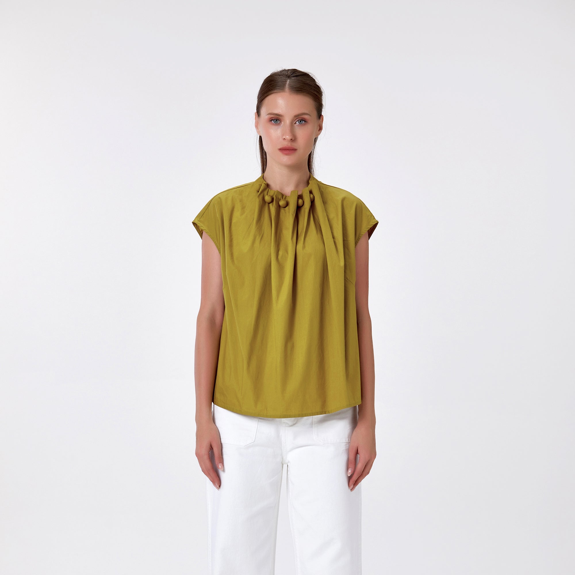 Top droit à col ruché et perles - Smart & Joy