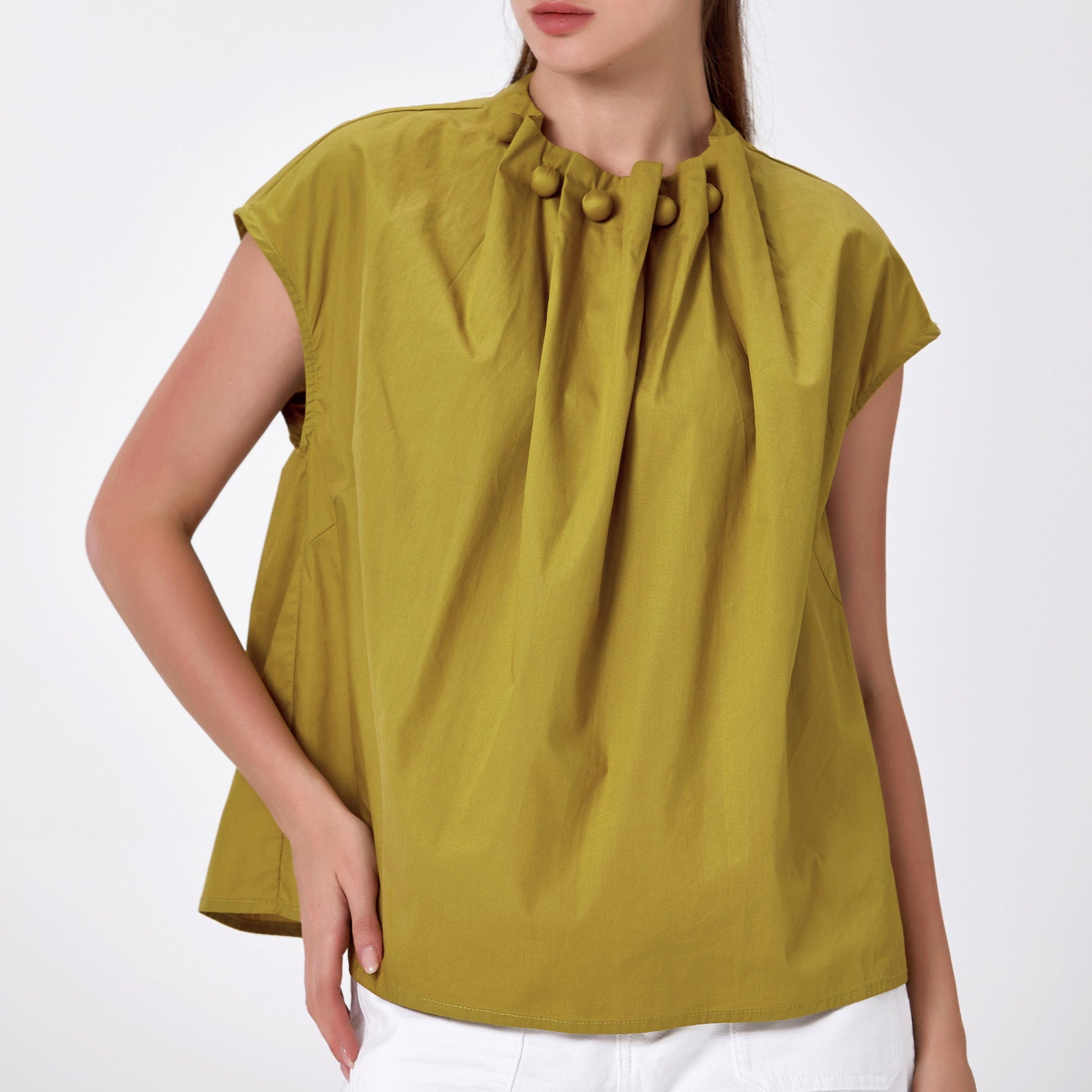 Top droit à col ruché et perles - Smart & Joy