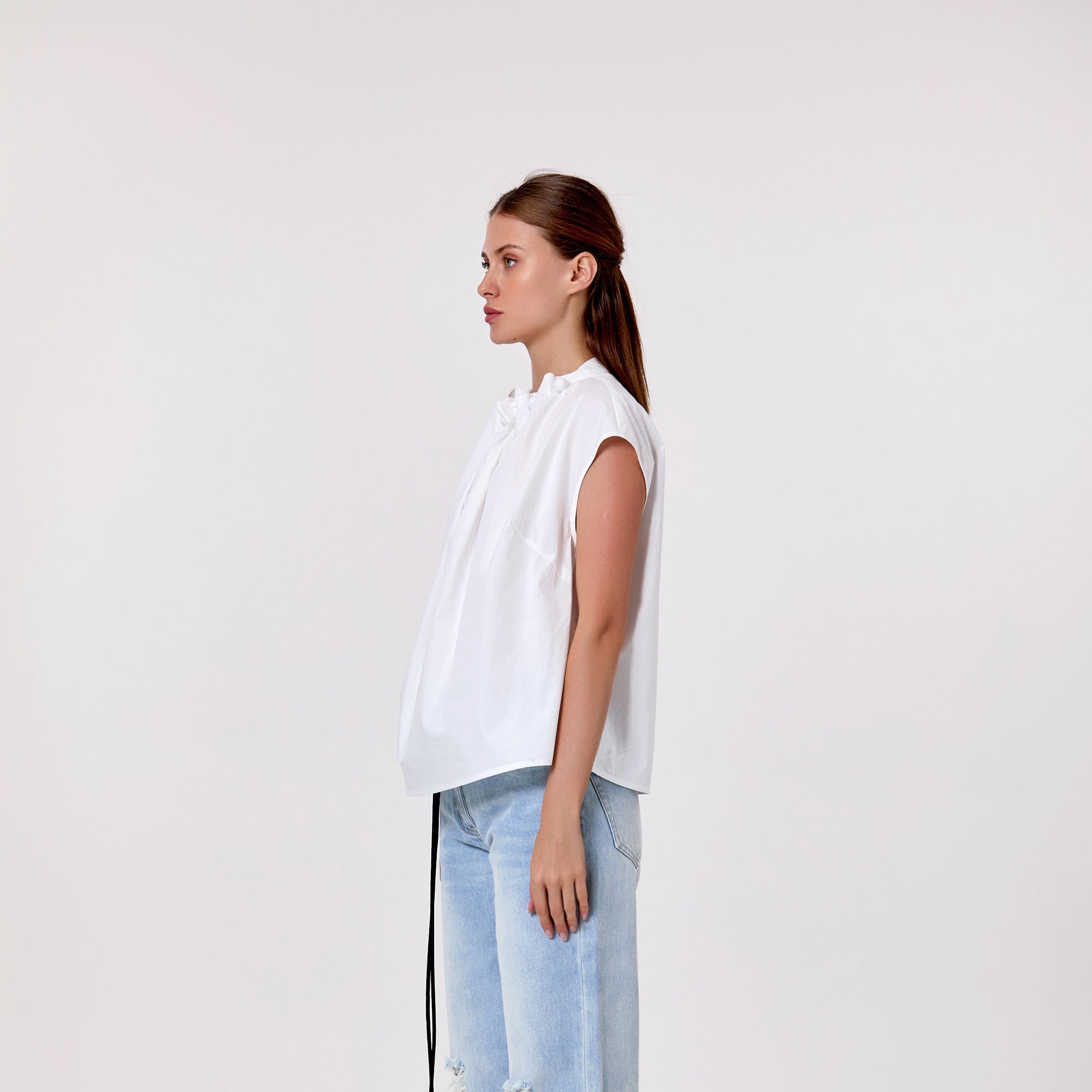 Top droit à col ruché et perles - Smart & Joy