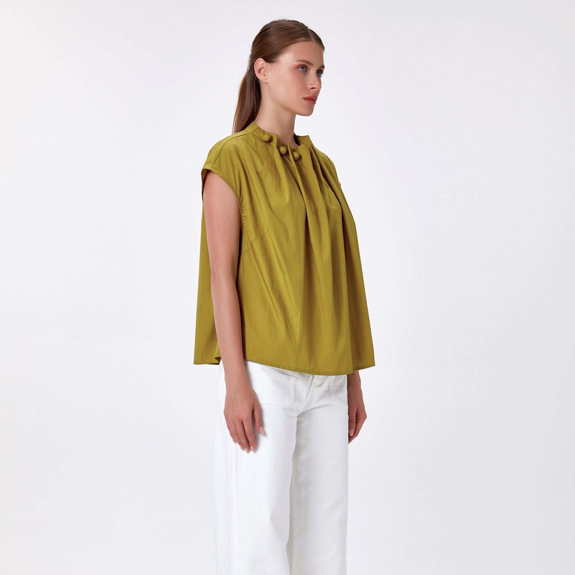 Top droit à col ruché et perles - Smart & Joy