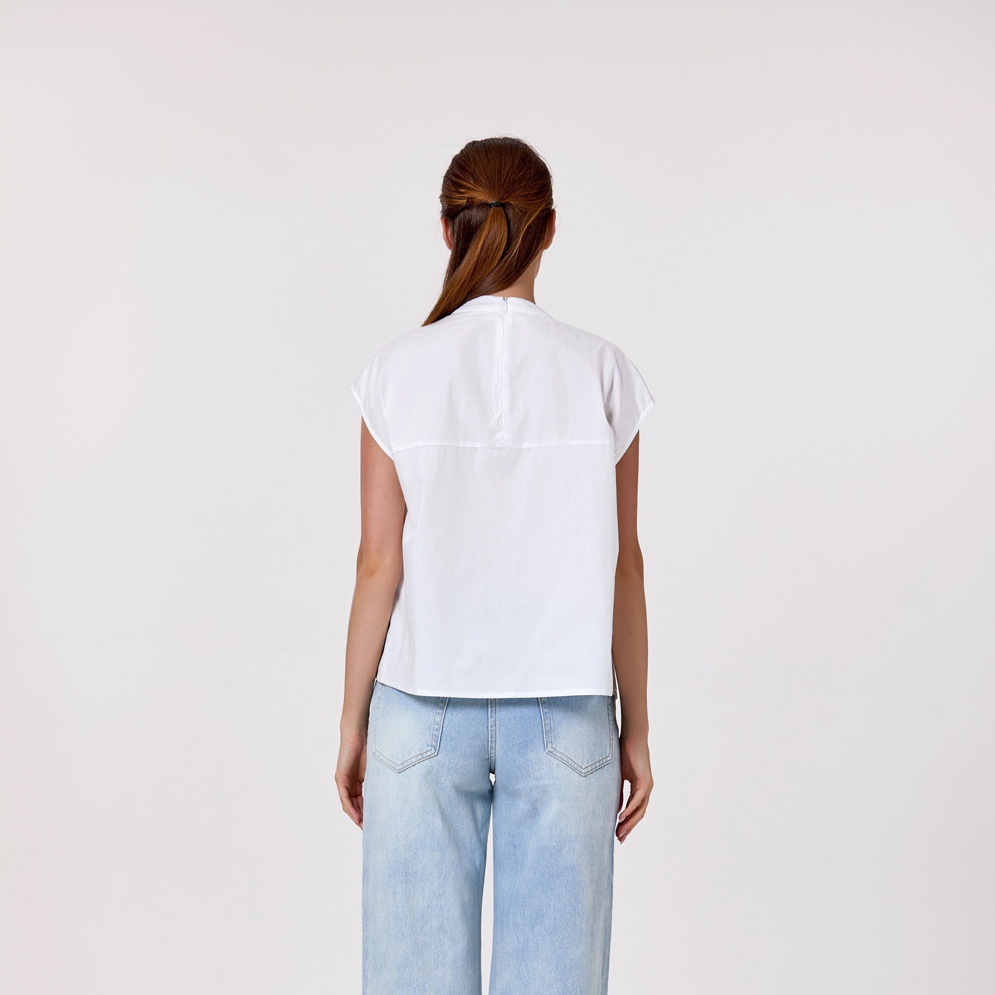 Top droit à col ruché et perles - Smart & Joy