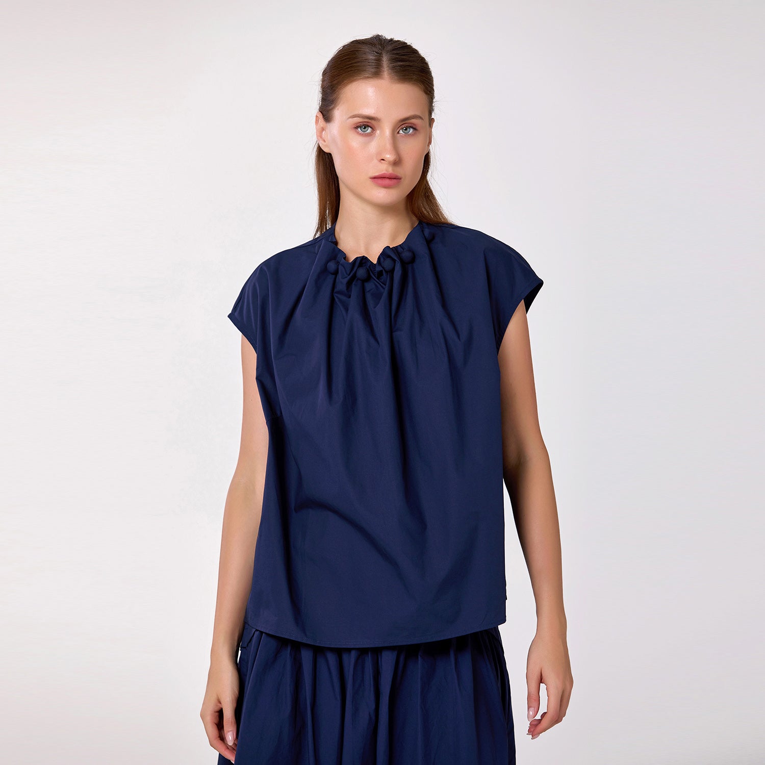 Top droit à col ruché et perles - Smart & Joy