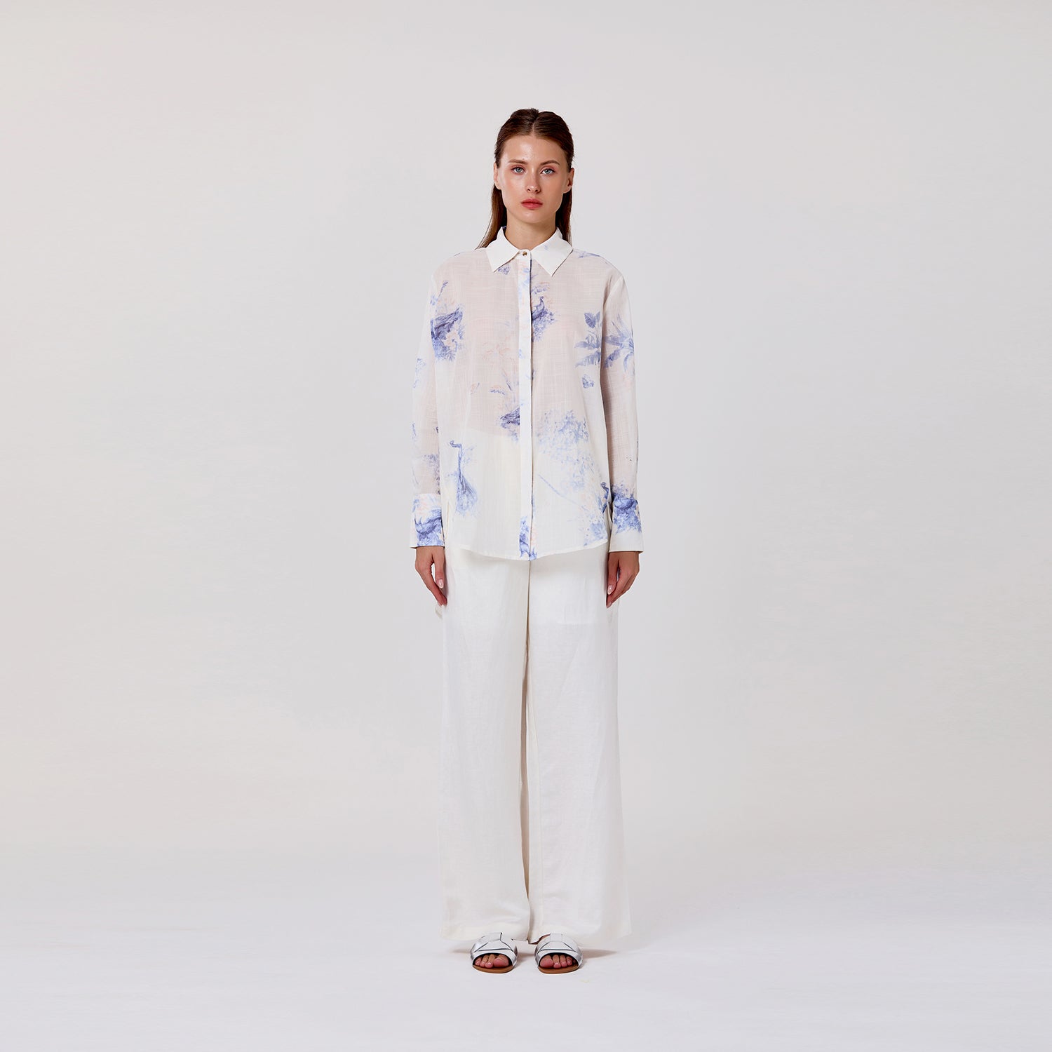 Chemisier manches longues et imprimé fleurs