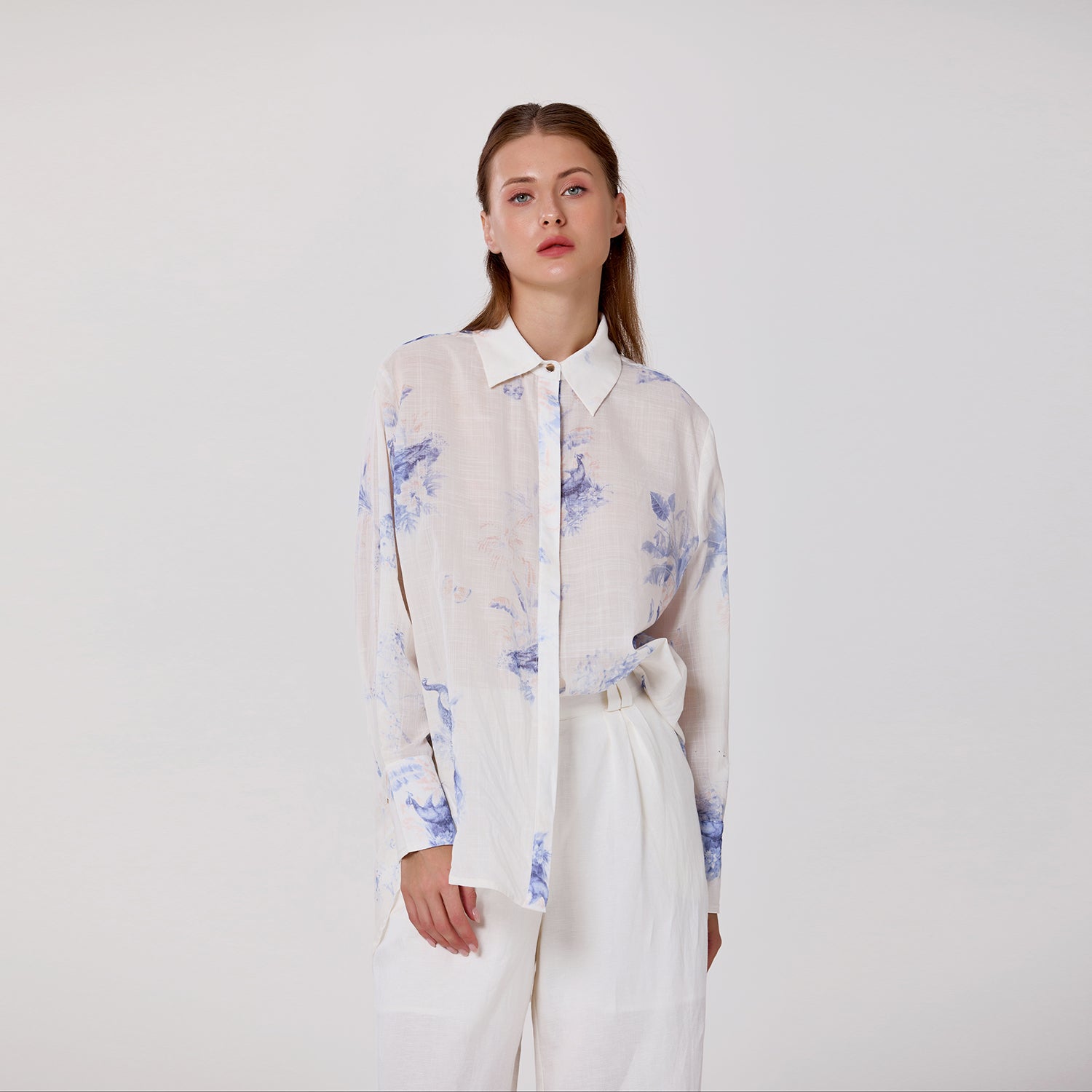 Chemisier manches longues et imprimé fleurs